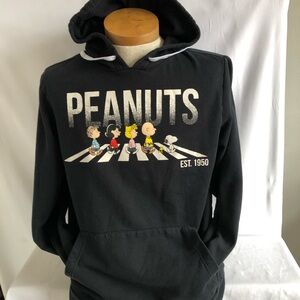 Peanuts Black Hoodie with Character Design